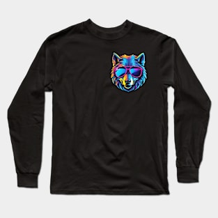 Cool Neon Wolf (Small Version) Long Sleeve T-Shirt